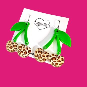 Cherry Leopard Print Earrings