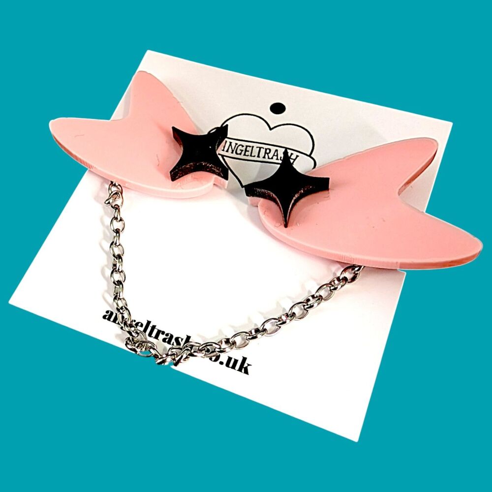 MCM Boomerang & Burst Cardi/Sweater Clips in Pink & Black