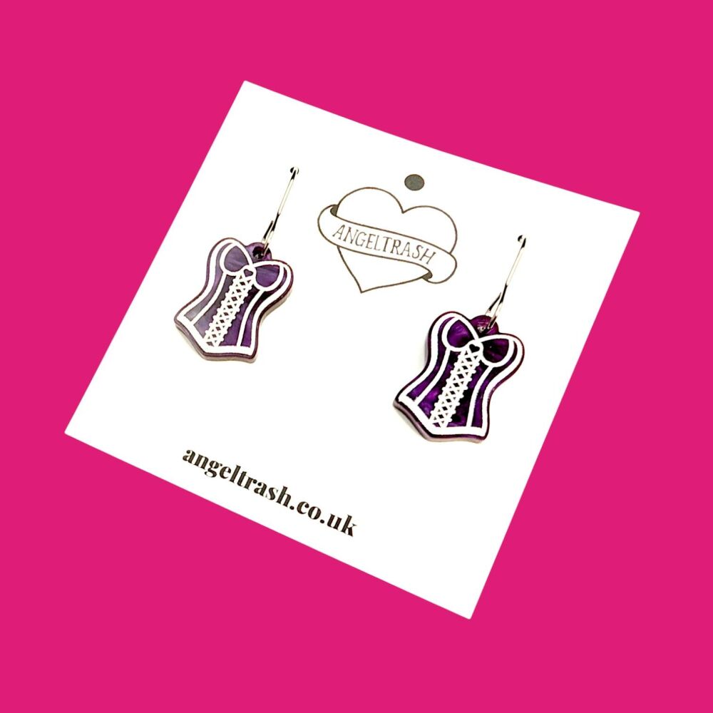 Vintage Corset Earrings- Small Size - Choose Colour