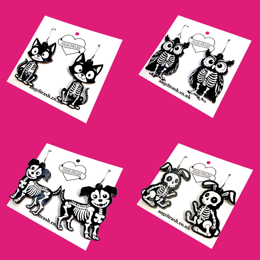 Skeleton Animal Earrings - Choose Animal