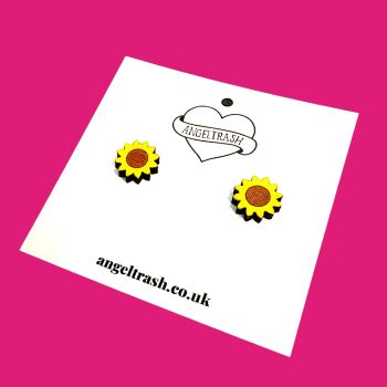 Wooden - Tiny Hand Painted Studs - Sunflower