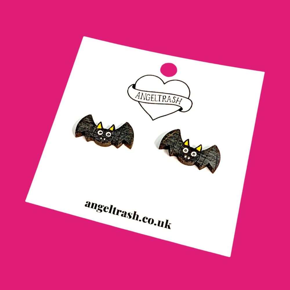 Wooden - Tiny Hand Painted Studs - Bats