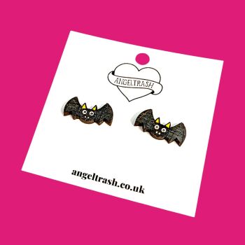 Wooden - Tiny Hand Painted Studs - Bats