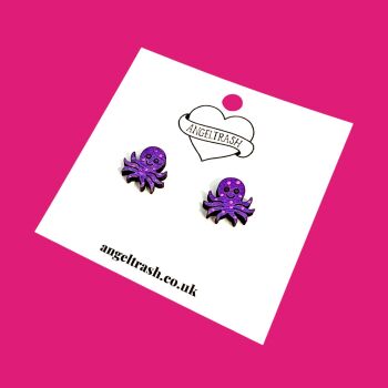 Wooden - Tiny Hand Painted Studs - Octopuss