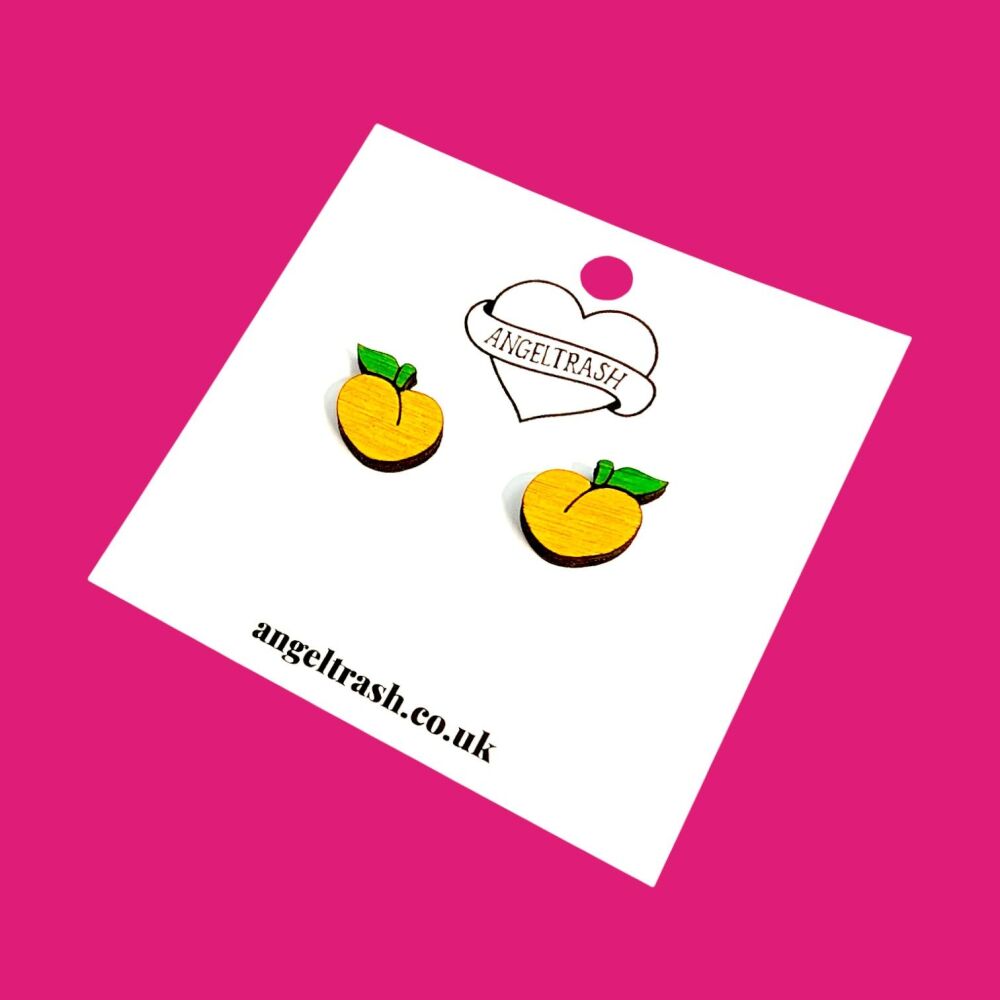 Wooden - Tiny Hand Painted Studs - Peach
