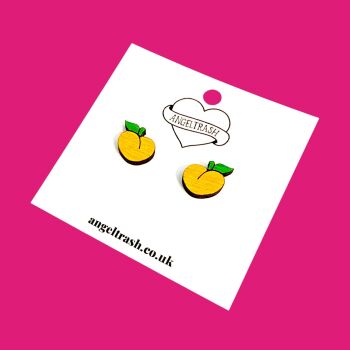 Wooden - Tiny Hand Painted Studs - Peach