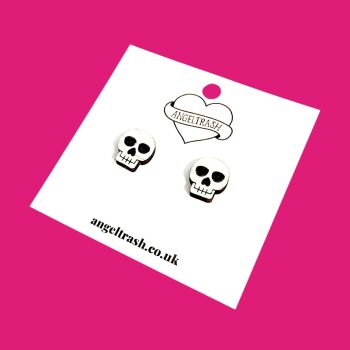 Wooden - Tiny Hand Painted Studs - Skull
