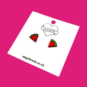 Wooden - Tiny Hand Painted Studs - Watermelon Slice