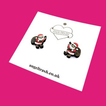 Wooden - Tiny Hand Painted Studs -Christmas Santa