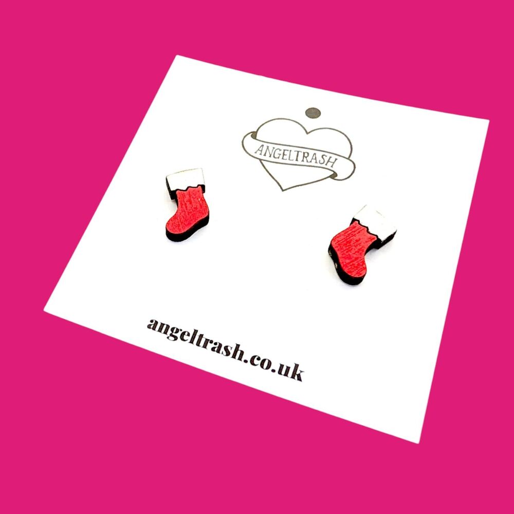 Wooden - Tiny Hand Painted Studs -Christmas Stockings