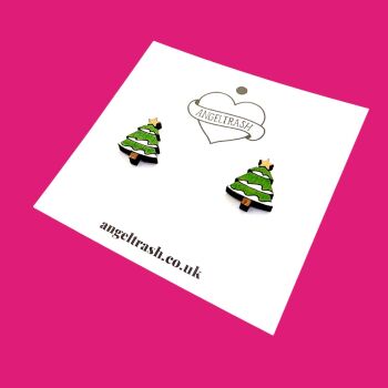 Wooden - Tiny Hand Painted Studs -Christmas Tree