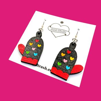 Wooden - Hand Painted Dangles - Christmas Mittens