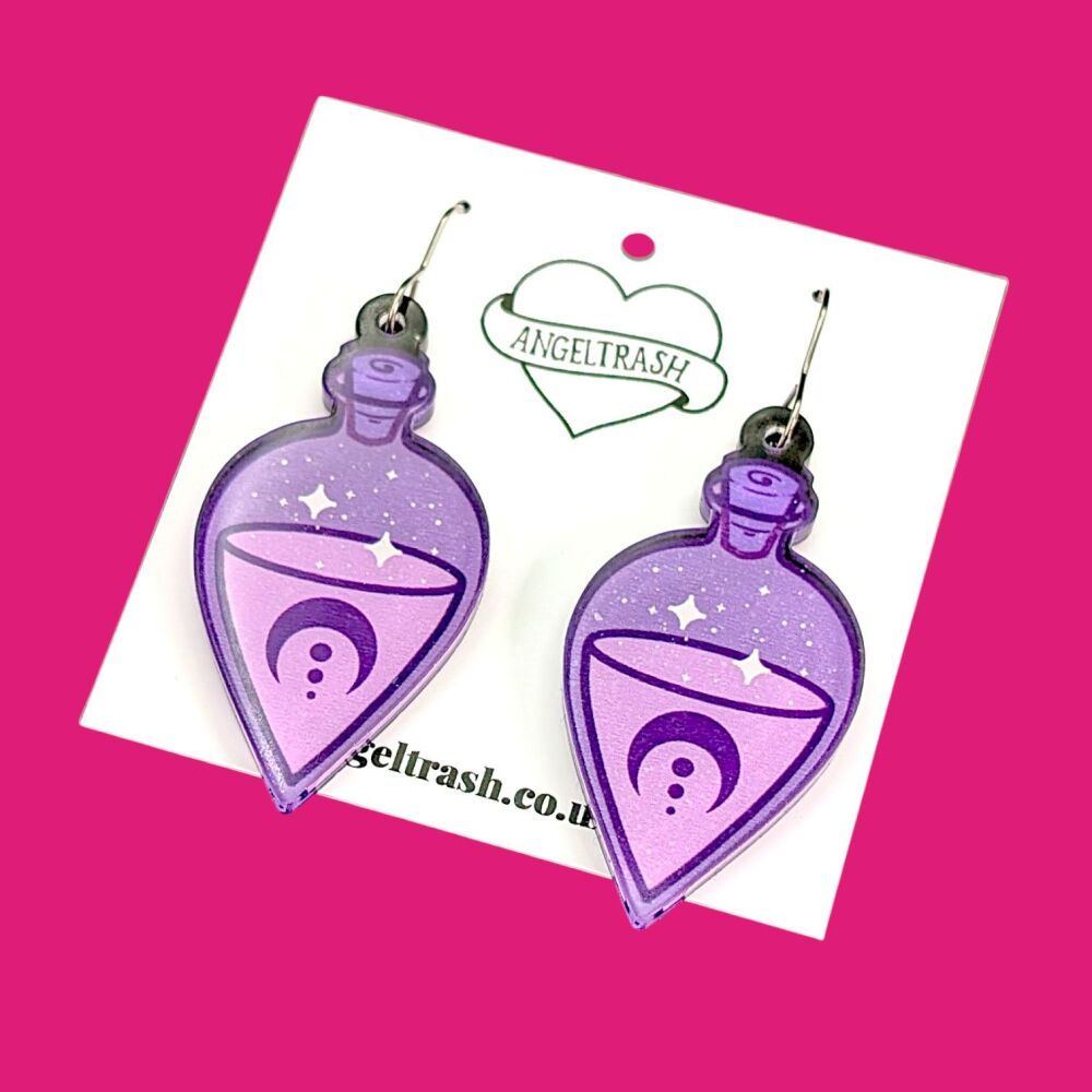 Pretty Creepy Range - Pointy Potion Bottle Earrings