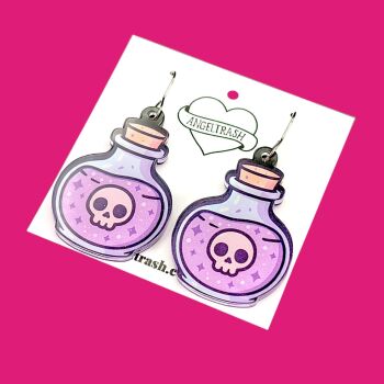 Pretty Creepy Range - Round Potion Bottle Earrings
