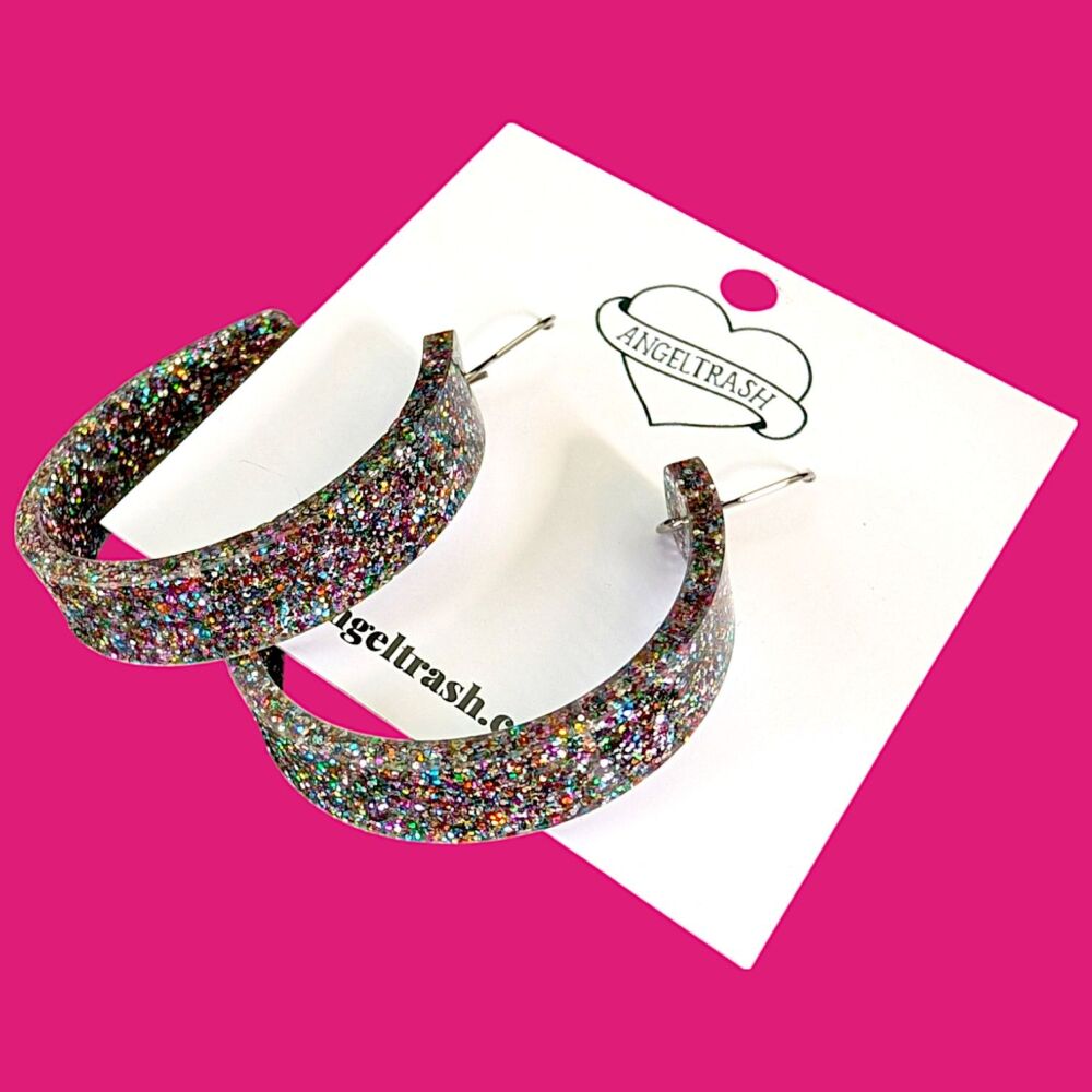 Acrylic Hoop Earrings - You Choose Colour