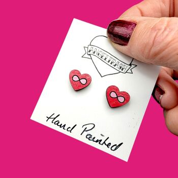 Wooden - Tiny Hand Painted Studs -Valentine Design 2