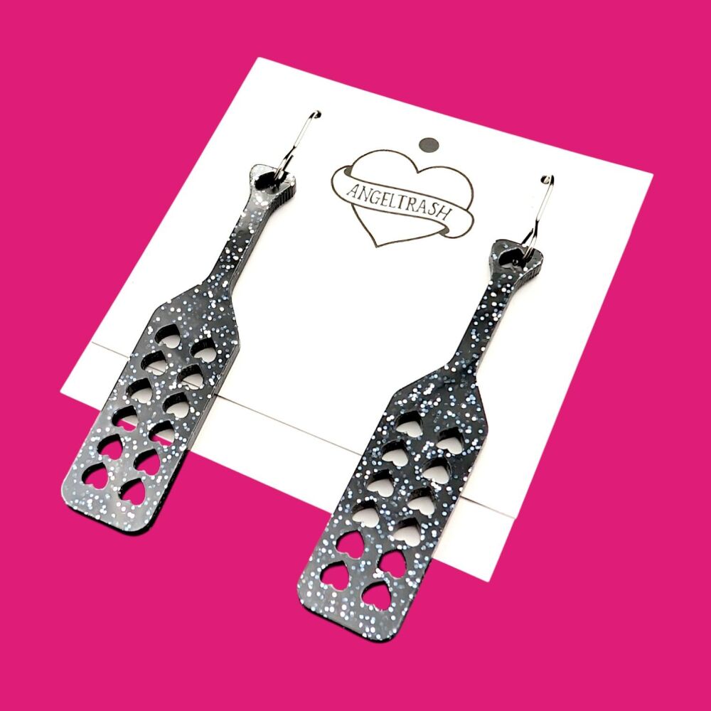 Spanky Paddle Earrings - Multi Heart - You Choose Colour