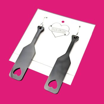 Spanky Paddle Earrings - Single Heart - You Choose Colour