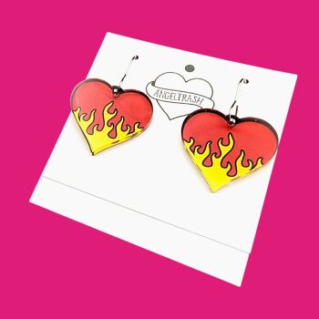Flaming Heart - Small Size Earrings