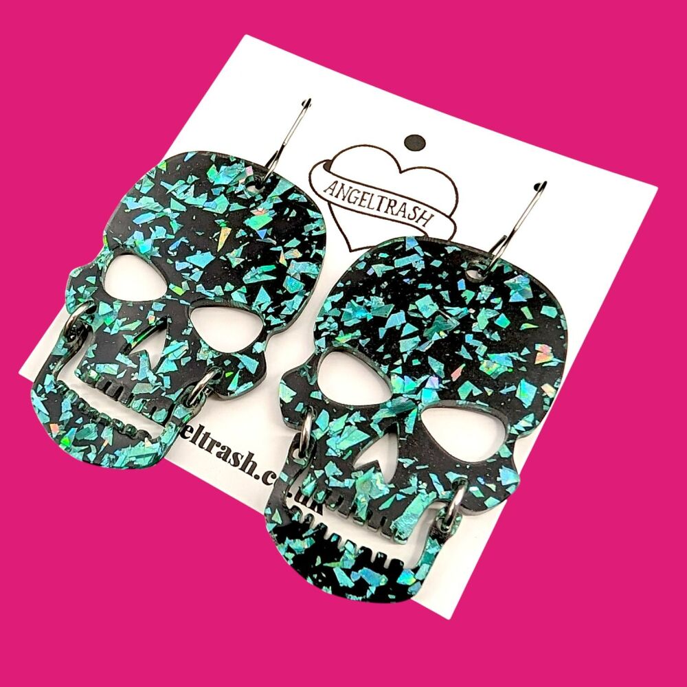 Jiggly Jaw Skull Earrings - Choose Colour
