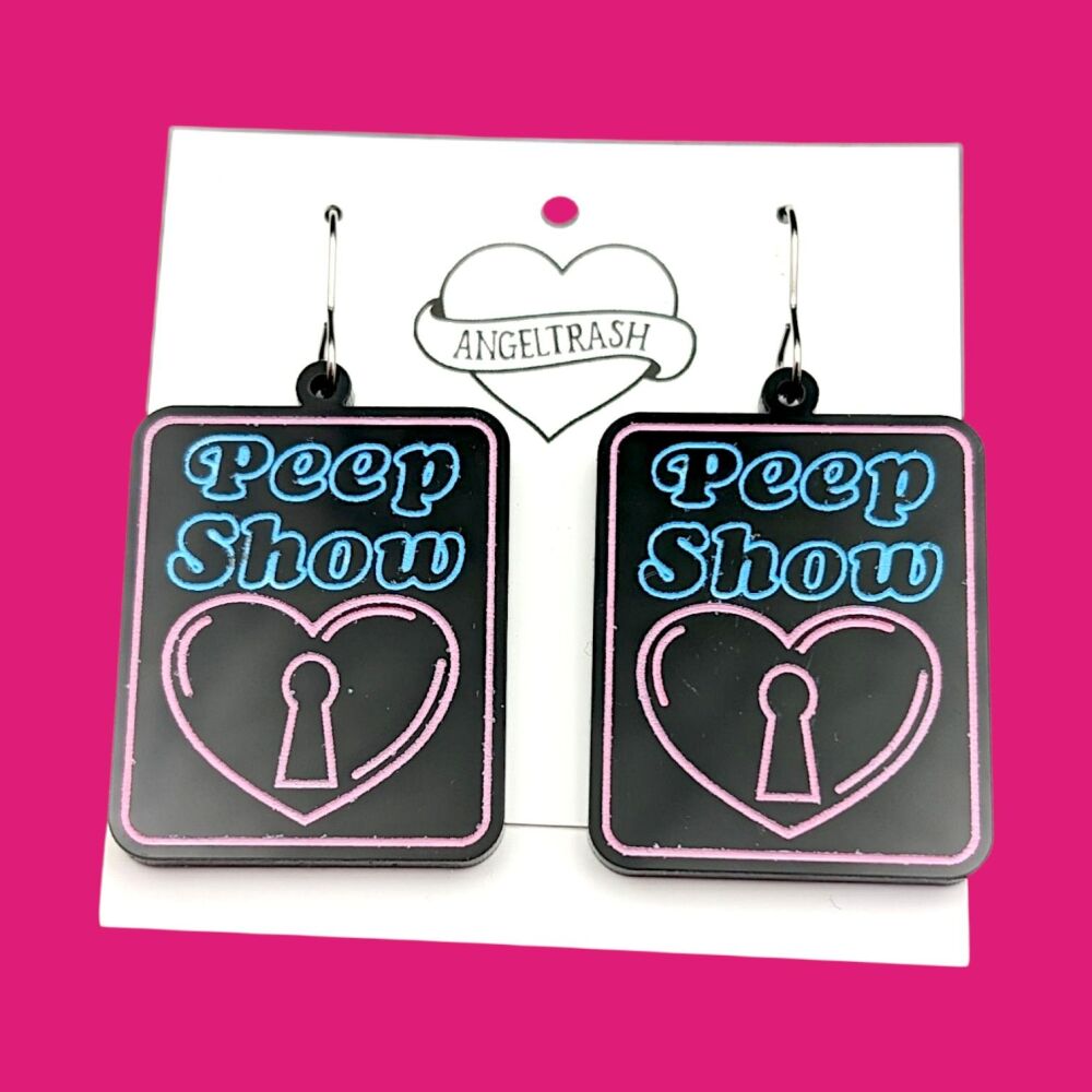 Peep Show Retro Neon Sign Earrings