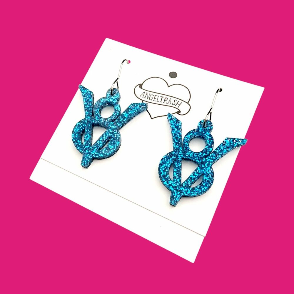 Acrylic V8 Engine Earrings - Choose from Red, Silver or Blue