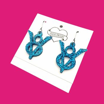 Acrylic V8 Engine Earrings - Choose from Red, Silver or Blue