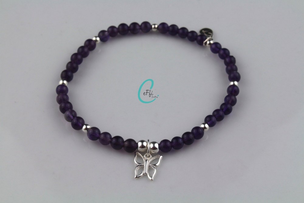 Amethyst and Silver Bracelet