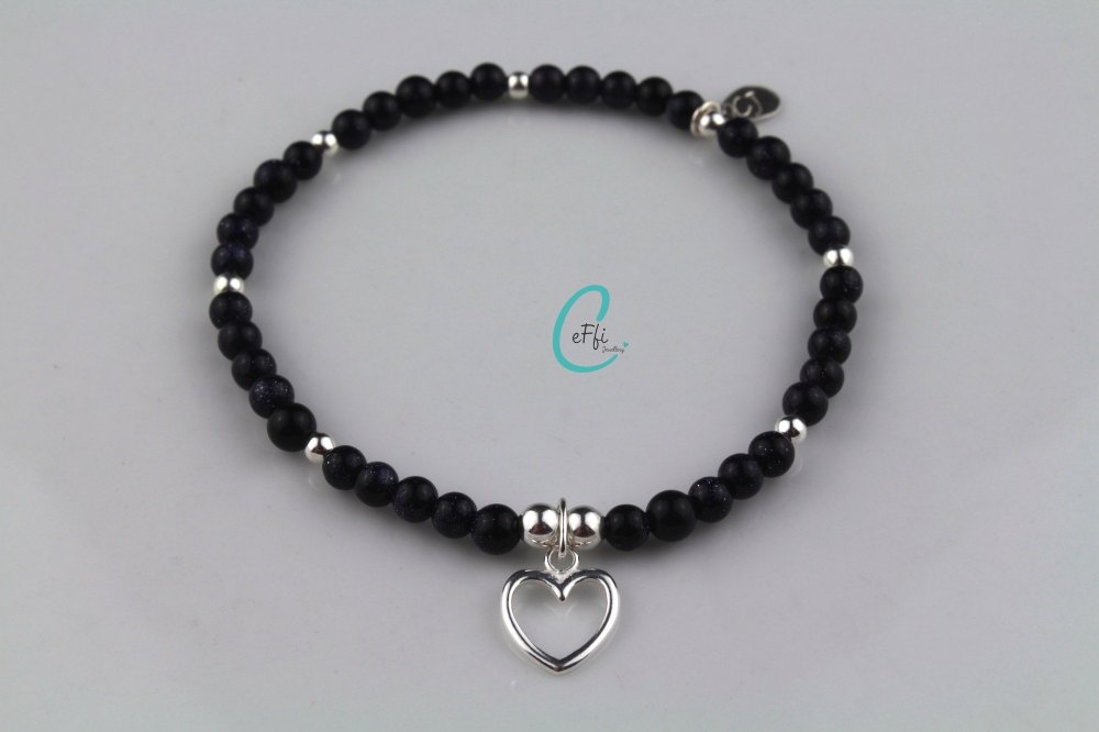 Blue Goldstone and Silver Bracelet