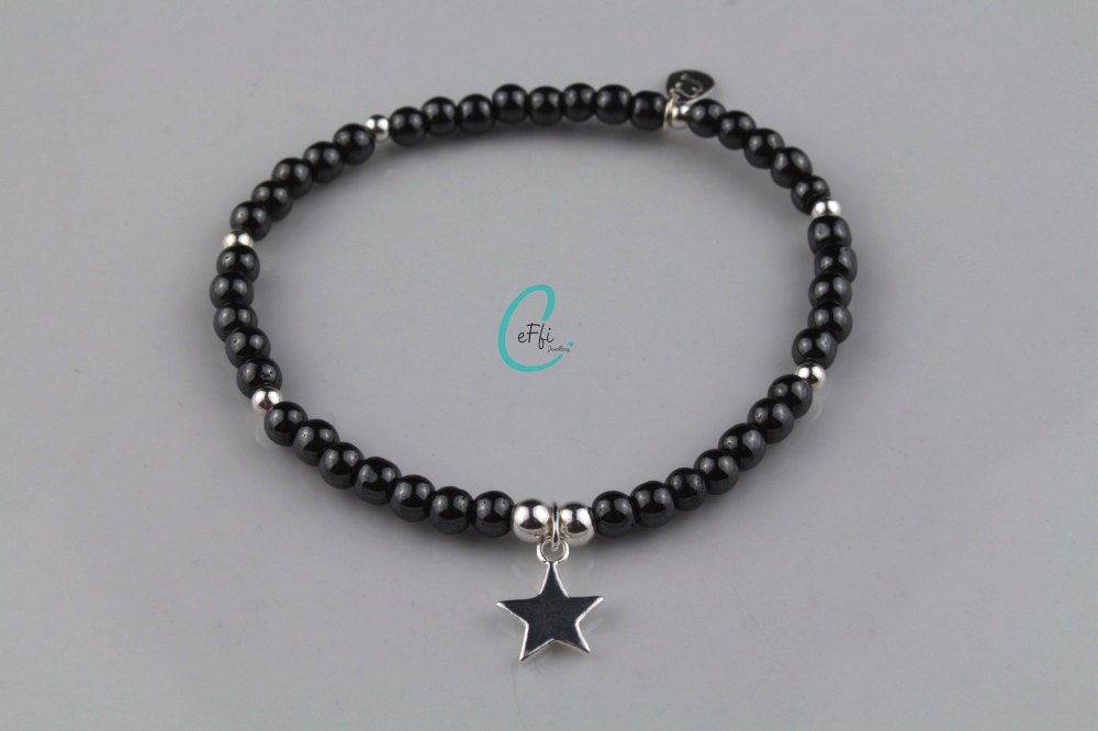 Hematite and Silver Bracelet