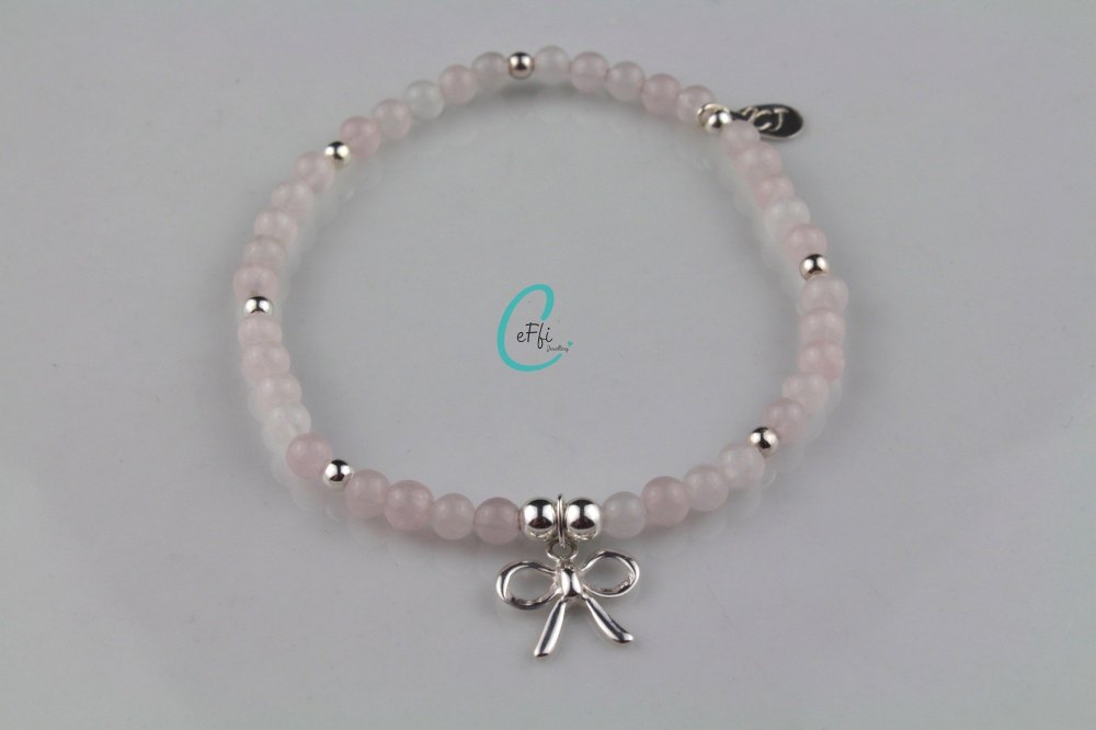 Rose Quartz and Silver Bracelet
