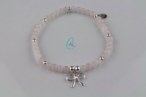 Rose Quartz stretch bracelet | Rose Quartz and Silver Bracelet | CeFfi