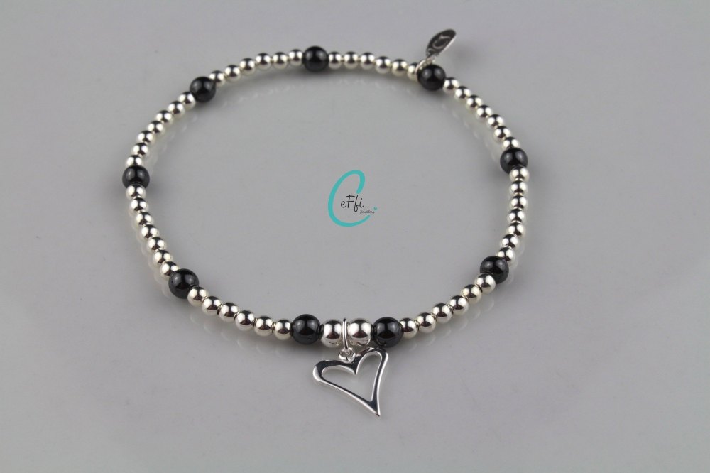 Silver and Hematite Bracelet