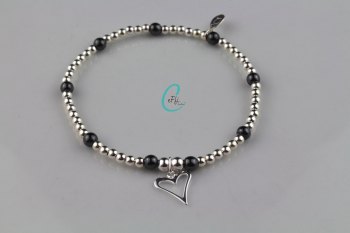 Silver and Hematite Bracelet
