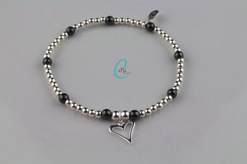 Sterling silver and Hematite stretch bracelet 