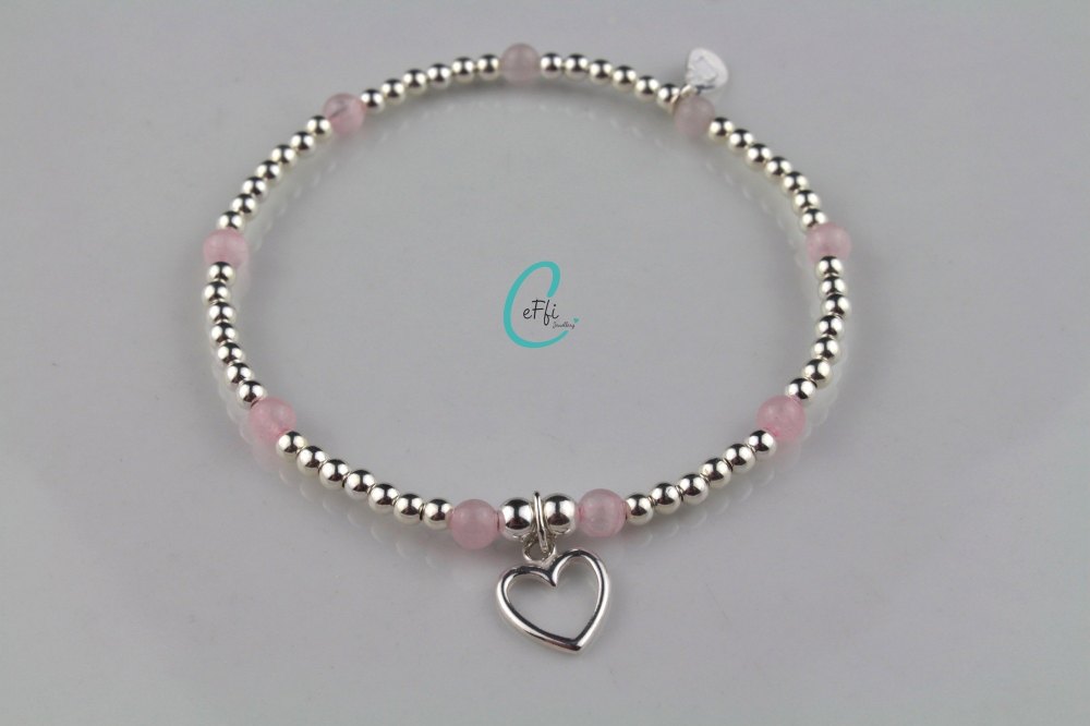 Silver and Rose Quartz Bracelet