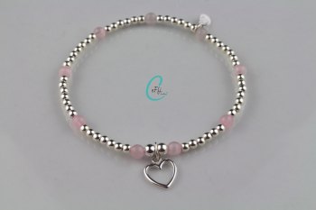 Silver and Rose Quartz Bracelet