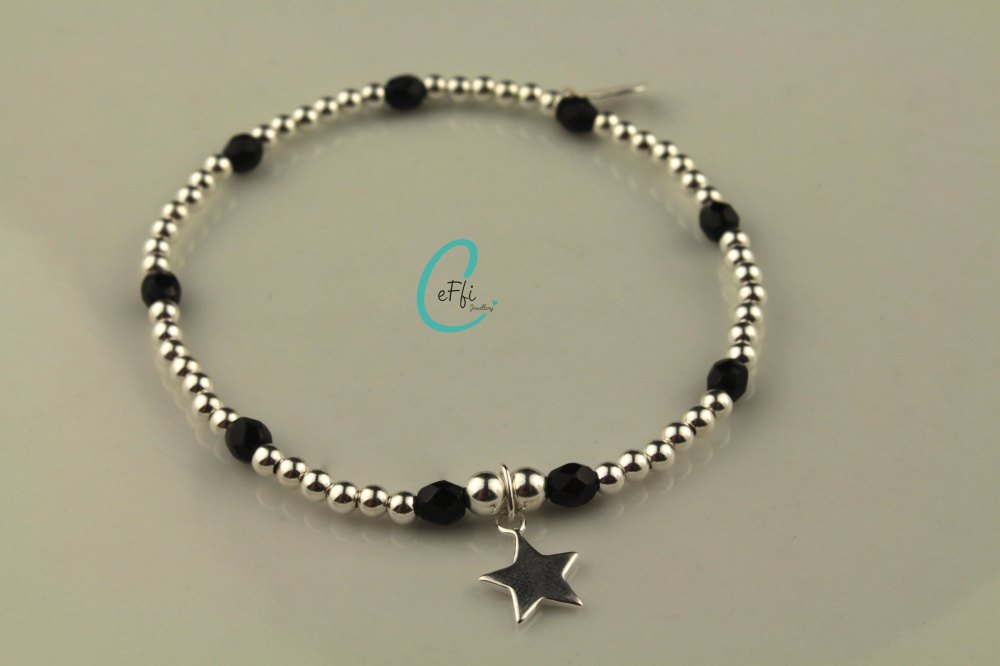 Silver and Black Bracelet