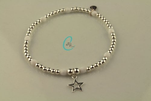 Sterling silver and white stretch bracelet | White | CeFfi