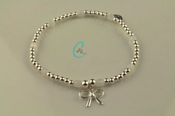 Silver and White Opal Bracelet