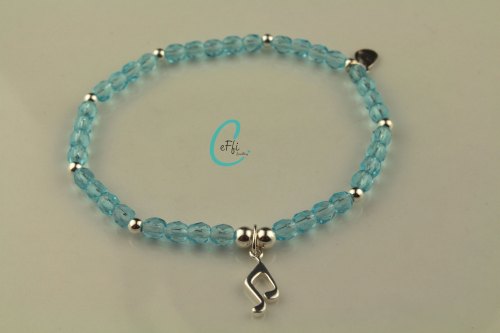 Aqua and Sterling silver stretch bracelet | Aqua | CeFfi