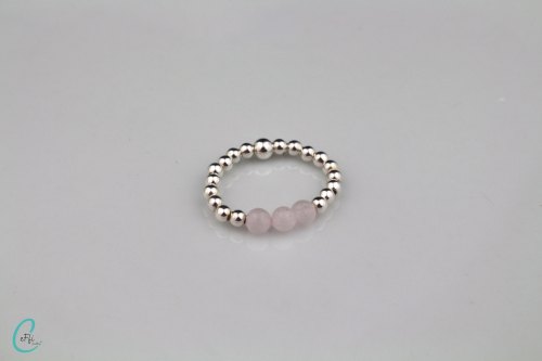 Silver and rose quartz stretch ring | Rose Quartz Colour Pop | CeFfi