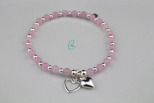 Rose quartz heart stretch bracelet | Rose Quartz Hearts | CeFfi