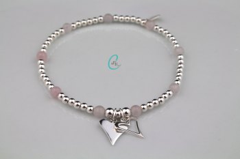 Pink Rose Heart Bracelet