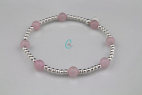 Rose quartz and silver stretch bracelet | CeFfi