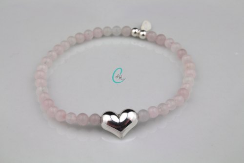 Heart Rose Quartz stretch bracelet | Summer Loving | CeFfi