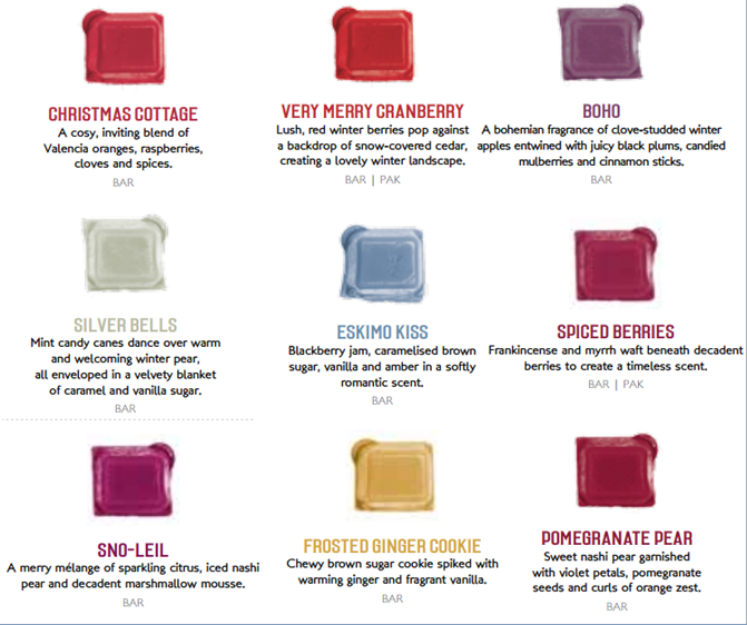 autumn winter christmas scentsy bar fragrances