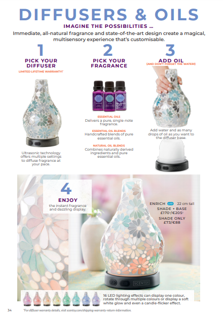 DIFFUSERS AND OILS SCENTSY WICK FREE SCENTED CANDLES ENRICH