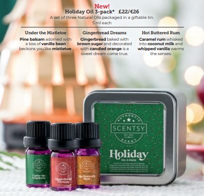 scentsy chirstmas oil pack wick free scented candles