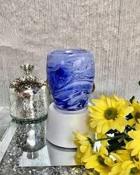 Blue Watercolor Mini Scentsy Warmer with Tabletop Base